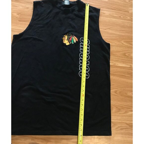 Chicago Blackhawks Sleeveless Tank Top Men's Large Black Cotton NHL Fan Hockey - Picture 6 of 7